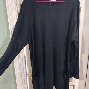 Poetsky Women's Black Long Sleeve Tunic Top
